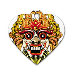 Bali Barong Mask Euclidean Vector Chiefs Face Dog Tag Heart (two Sides) by Mog4mog4