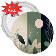 Spring Floral Plants Foliage Minimal Minimalist 3  Buttons (100 Pack)  by Mog4mog4