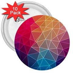 Multicolored Geometric Origami Idea Pattern 3  Buttons (10 Pack)  by Bakwanart