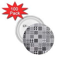Black And White Geometric Patterns 1 75  Buttons (100 Pack)  by Bakwanart
