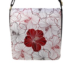 Red Hibiscus Flowers Art Flap Closure Messenger Bag (l) by Bakwanart
