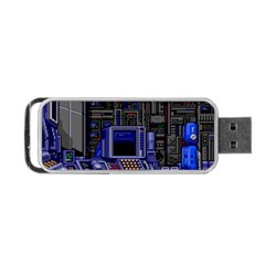 Blue Computer Monitor With Chair Game Digital Wallpaper, Digital Art Portable Usb Flash (one Side) by Bakwanart