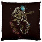 Astronaut Playing Guitar Parody Large Premium Plush Fleece Cushion Case (Two Sides) Front