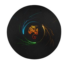 Orange Tiger Illustration Artwork Digital Art Mini Round Pill Box by Bakwanart