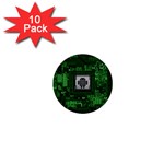Technology Computer Chip Electronics Industry Circuit Board 1  Mini Buttons (10 pack)  Front
