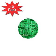 Green Circuit Board Computer 1  Mini Buttons (10 Pack)  by Bakwanart