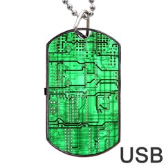 Green Circuit Board Computer Dog Tag Usb Flash (one Side) by Bakwanart