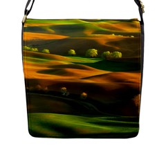 Landscape Usa Nature Washington State Trees Field Palouse Flap Closure Messenger Bag (l) by Bakwanart