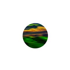 Grassland Nature Palouse Green Field Hill Sky Butte 1  Mini Buttons by Bakwanart