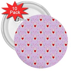Easter Easter Bunny Hearts Seamless Tile Cute 3  Buttons (10 Pack)  by 99art