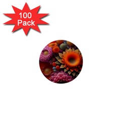 Flowers Flower Blossoms Petals Blooms 1  Mini Buttons (100 Pack)  by 99art