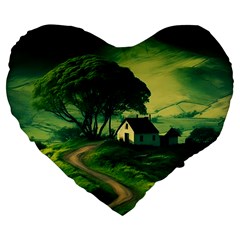 Landscape Scenery Nature Artwork Large 19  Premium Flano Heart Shape Cushions by 99art
