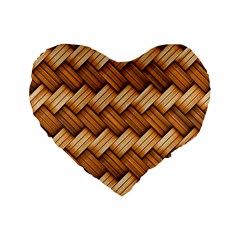 Wooden Weaving Texture Standard 16  Premium Heart Shape Cushions by 99art