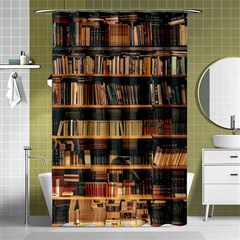 Books On Bookshelf Assorted Color Book Lot In Bookcase Library Shower Curtain 48  X 72  (small)  by 99art