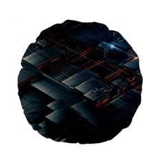 Architectural Design Abstract 3d Neon Glow Industry Standard 15  Premium Round Cushions by 99art