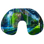 Anime Landscape Apocalyptic Ruins Water City Cityscape Travel Neck Pillow Front