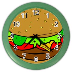 Hamburger-cheeseburger-fast-food Color Wall Clock by 99art