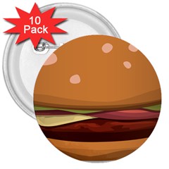 Hamburger-cheeseburger-burger-lunch 3  Buttons (10 Pack)  by 99art