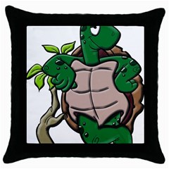 Amphibian-animal-cartoon-reptile Throw Pillow Case (black) by 99art