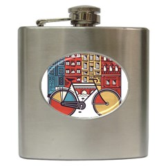 Amsterdam Graphic Design Poster Illustration Hip Flask (6 Oz) by 99art