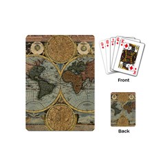 Vintage World Map Travel Geography Playing Cards Single Design (mini) by B30l