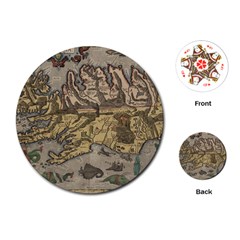 Iceland Cartography Map Renaissance Playing Cards Single Design (round) by B30l