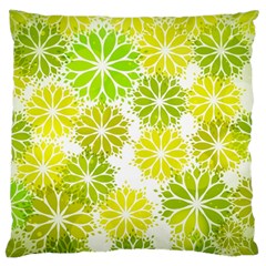 Flowers Green Texture With Pattern Leaves Shape Seamless Large Premium Plush Fleece Cushion Case (one Side) by danenraven