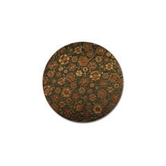 Brown And Green Floral Print Textile Ornament Pattern Texture Golf Ball Marker (10 Pack) by danenraven