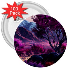 Landscape Landscape Painting Purple Purple Trees 3  Buttons (100 Pack)  by Cowasu