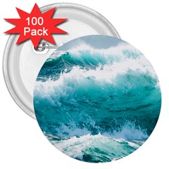 Ai Generated Waves Ocean Sea Tsunami Nautical Blue Sea 3  Buttons (100 Pack)  by Cowasu