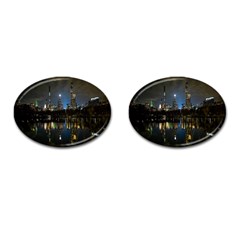 New York Night Central Park Skyscrapers Skyline Cufflinks (oval) by Cowasu
