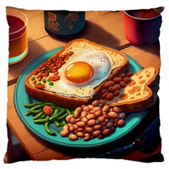 Breakfast Egg Beans Toast Plate Standard Premium Plush Fleece Cushion Case (two Sides) by Ndabl3x