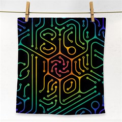 Circuit Hexagonal Geometric Pattern Background Pattern Face Towel by Wav3s