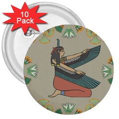 Egyptian Woman Wing 3  Buttons (10 Pack)  by Wav3s