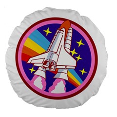 Badge-patch-pink-rainbow-rocket Large 18  Premium Round Cushions by Wav3s