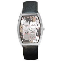 Cute Cats Seamless Pattern Barrel Style Metal Watch by Wav3s