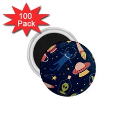 Seamless-pattern-with-funny-aliens-cat-galaxy 1 75  Magnets (100 Pack)  by Wav3s