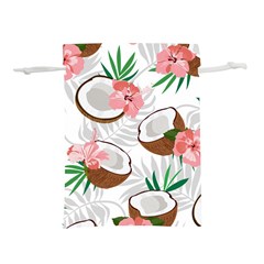 Seamless Pattern Coconut Piece Palm Leaves With Pink Hibiscus Lightweight Drawstring Pouch (s) by Vaneshart