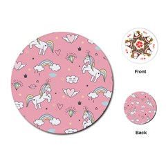 Cute-unicorn-seamless-pattern Playing Cards Single Design (round) by Vaneshart