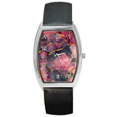 Pink Texture Resin Barrel Style Metal Watch by Vaneshop
