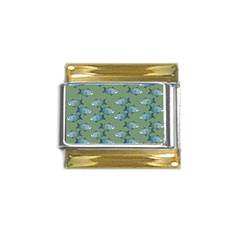 Fishes Pattern Background Theme Gold Trim Italian Charm (9mm) by Vaneshop