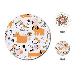 Seamless Pattern Of Cute Dog Puppy Cartoon Funny And Happy Playing Cards Single Design (round) by Wav3s