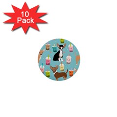 Chihuahua Bubble Kawaii Boba Tea Cute Dog 1  Mini Buttons (10 Pack)  by Wav3s