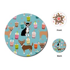 Chihuahua Bubble Kawaii Boba Tea Cute Dog Playing Cards Single Design (round) by Wav3s