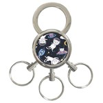 Space Cat Illustration Pattern Astronaut 3-Ring Key Chain Front