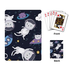 Space Cat Illustration Pattern Astronaut Playing Cards Single Design (rectangle) by Wav3s