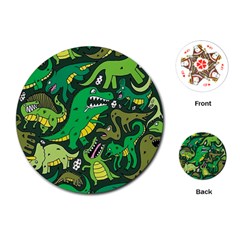 Dino Kawaii Playing Cards Single Design (round) by Wav3s