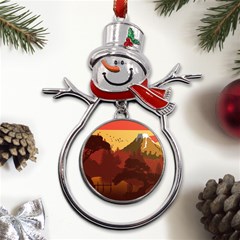 Japan Art Illustration Metal Snowman Ornament by Grandong
