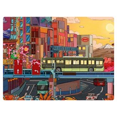 The City Style Bus Fantasy Architecture Art Two Sides Premium Plush Fleece Blanket (extra Small) by Grandong