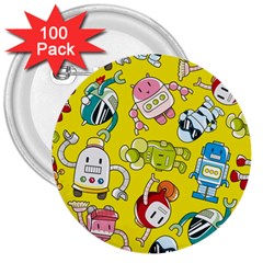 Robot Pattern Lego 3  Buttons (100 Pack)  by Cowasu